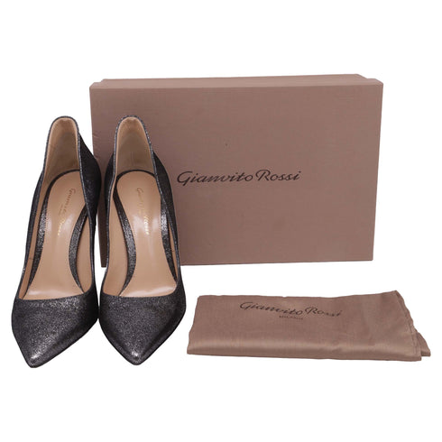 Women's Gianvito Rossi Gianvito 105 Pointed-Toe Pumps in Grey Glitter