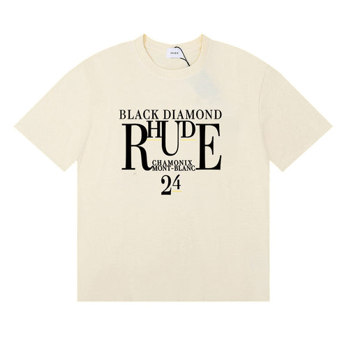 Rhude T-shirts Diamond Solid Color Letter Printing Cotton Casual Short Sleeve Men and Women