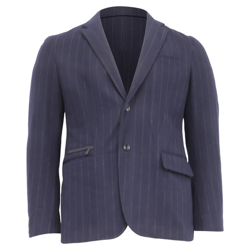 Men's Ermenegildo Zegna Pinstripe Single-Breasted Blazer in Navy Blue Wool