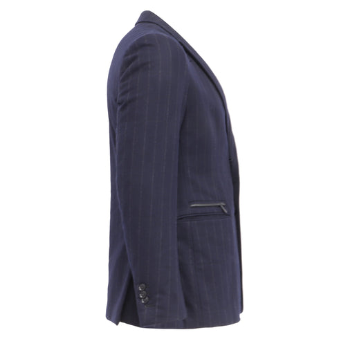 Men's Ermenegildo Zegna Pinstripe Single-Breasted Blazer in Navy Blue Wool