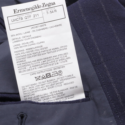 Men's Ermenegildo Zegna Pinstripe Single-Breasted Blazer in Navy Blue Wool