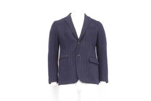 Men's Ermenegildo Zegna Pinstripe Single-Breasted Blazer in Navy Blue Wool