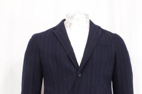Men's Ermenegildo Zegna Pinstripe Single-Breasted Blazer in Navy Blue Wool