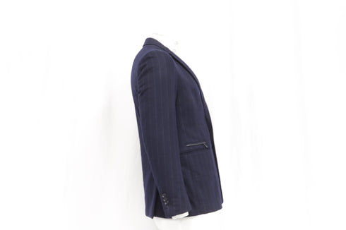 Men's Ermenegildo Zegna Pinstripe Single-Breasted Blazer in Navy Blue Wool