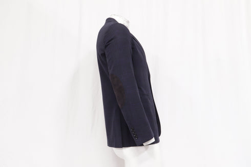 Men's Ermenegildo Zegna Checked Single-Breasted Blazer in Navy Blue Wool