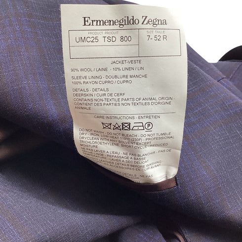 Men's Ermenegildo Zegna Checked Single-Breasted Blazer in Navy Blue Wool