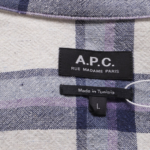 Men's A.P.C. Check-Print Long Sleeve Shirt in Multicolor Cotton