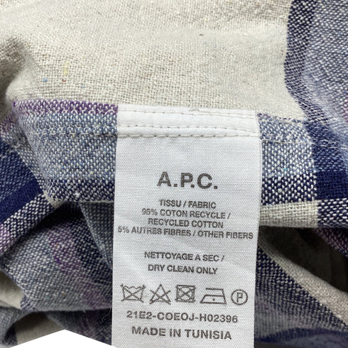 Men's A.P.C. Check-Print Long Sleeve Shirt in Multicolor Cotton