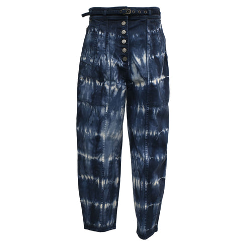 Women's Ulla Johnson Apollo Tie-Dyed Tapered Jeans in Blue Cotton