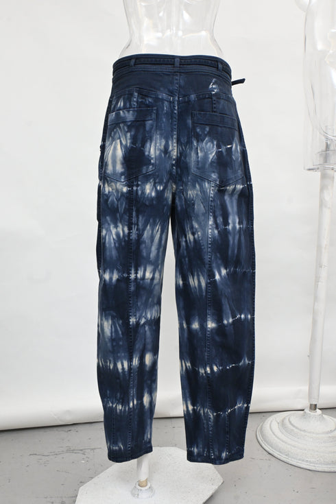 Women's Ulla Johnson Apollo Tie-Dyed Tapered Jeans in Blue Cotton
