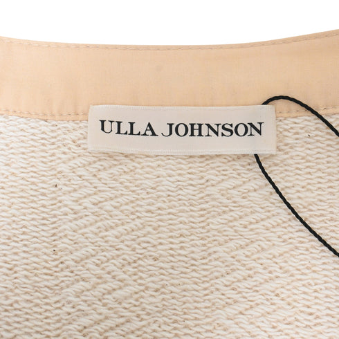 Women's Ulla Johnson Pia Knitted Puffed Sleeve Blouse in Cream Cotton