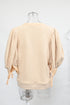 Women's Ulla Johnson Pia Knitted Puffed Sleeve Blouse in Cream Cotton
