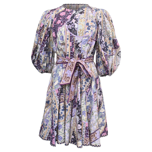 Women's Zimmermann Celestial Floral-Print Mini Dress in Multicolor Linen