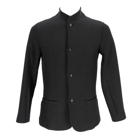 Men's Giorgio Armani Textured Single-Breasted Blazer in Black Polyester