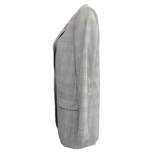Women's Zadig & Voltaire Plaid Single-Breasted Blazer in Grey Wool