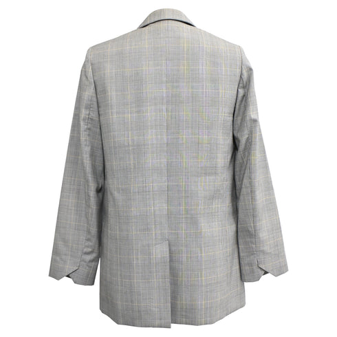 Women's Zadig & Voltaire Plaid Single-Breasted Blazer in Grey Wool