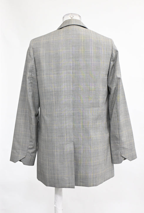 Women's Zadig & Voltaire Plaid Single-Breasted Blazer in Grey Wool