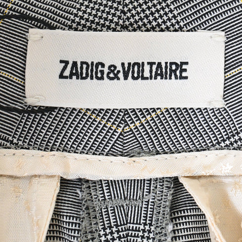 Women's Zadig & Voltaire Plaid Bootcut Trousers in Grey Wool