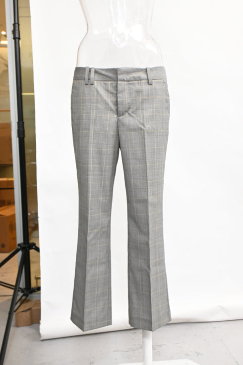 Women's Zadig & Voltaire Plaid Bootcut Trousers in Grey Wool