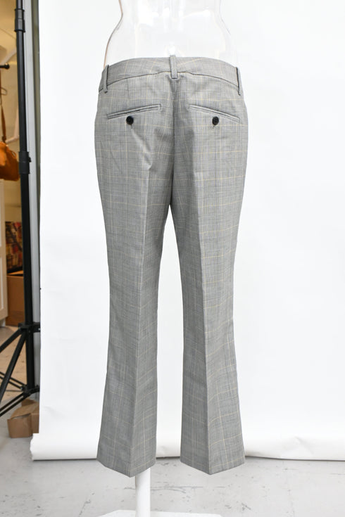 Women's Zadig & Voltaire Plaid Bootcut Trousers in Grey Wool