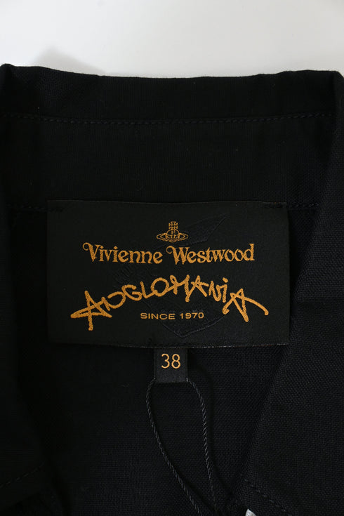 Women's Vivienne Westwood Button-Down Long Sleeve Shirt in Black Linen