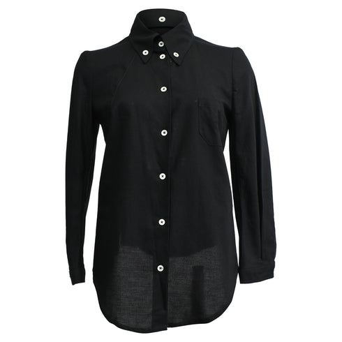 Women's Vivienne Westwood Button-Down Long Sleeve Shirt in Black Linen