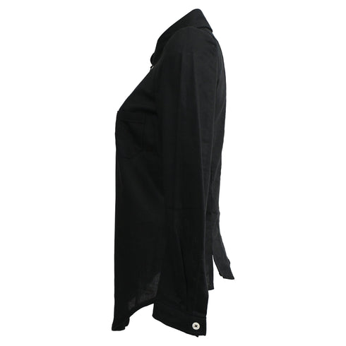Women's Vivienne Westwood Button-Down Long Sleeve Shirt in Black Linen