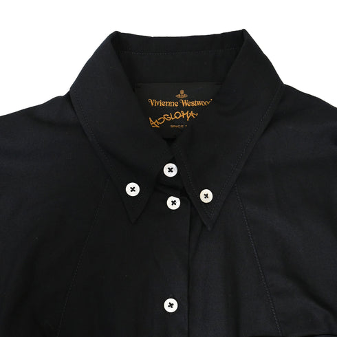 Women's Vivienne Westwood Button-Down Long Sleeve Shirt in Black Linen