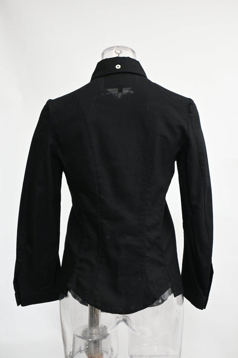 Women's Vivienne Westwood Button-Down Long Sleeve Shirt in Black Linen