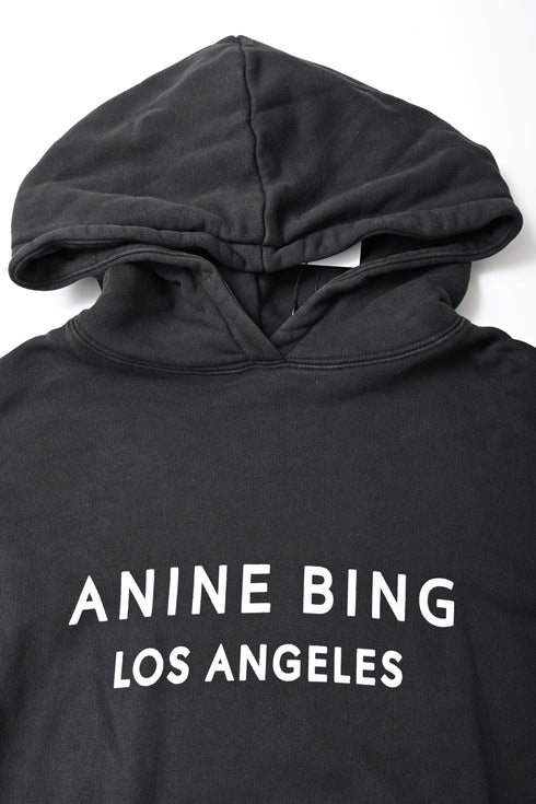 Women's Anine Bing Alto Logo Hoodie in Black Cotton