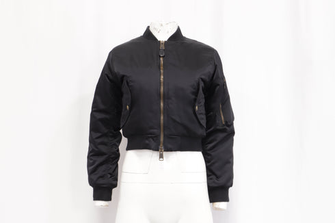 Women's Balenciaga Shrunk Bomber Jacket in Black Polyamide