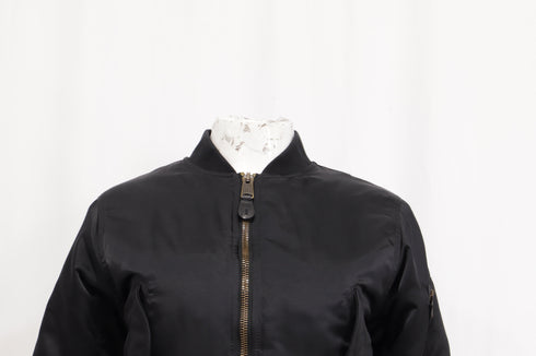 Women's Balenciaga Shrunk Bomber Jacket in Black Polyamide