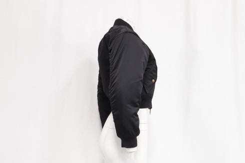 Women's Balenciaga Shrunk Bomber Jacket in Black Polyamide