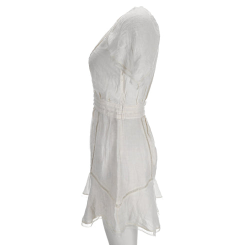 Women's Iro Balco Lace-Trimmed Jacquard Mini Dress In White Linen