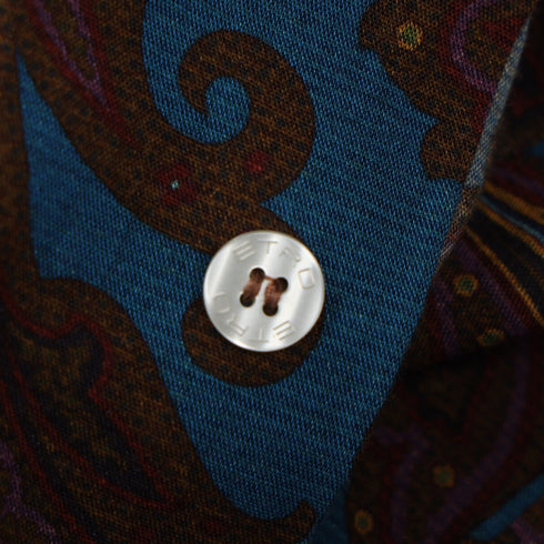 Men's Etro Paisley Print Shirt in Multicolor Cotton