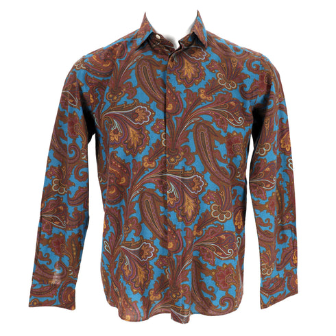 Men's Etro Paisley Print Shirt in Multicolor Cotton