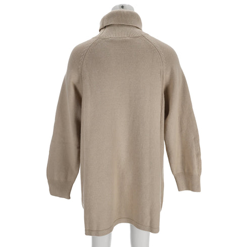 Women's Ba&sh Turtleneck Knitted Mini Dress in Beige Wool