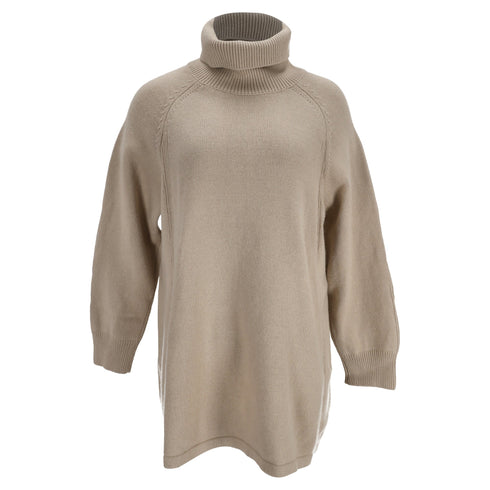 Women's Ba&sh Turtleneck Knitted Mini Dress in Beige Wool