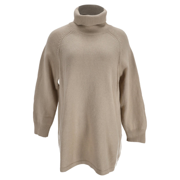 Women's Ba&sh Turtleneck Knitted Mini Dress in Beige Wool