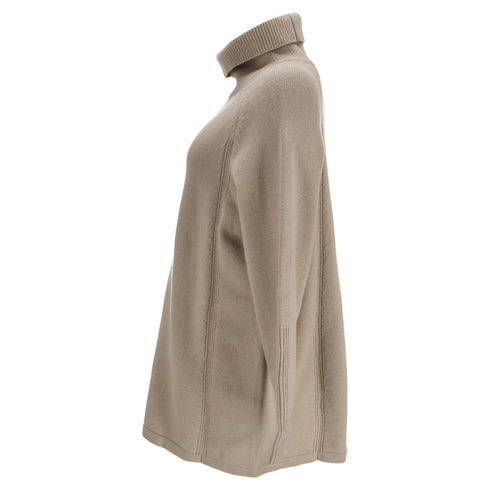 Women's Ba&sh Turtleneck Knitted Mini Dress in Beige Wool