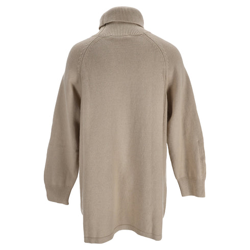 Women's Ba&sh Turtleneck Knitted Mini Dress in Beige Wool