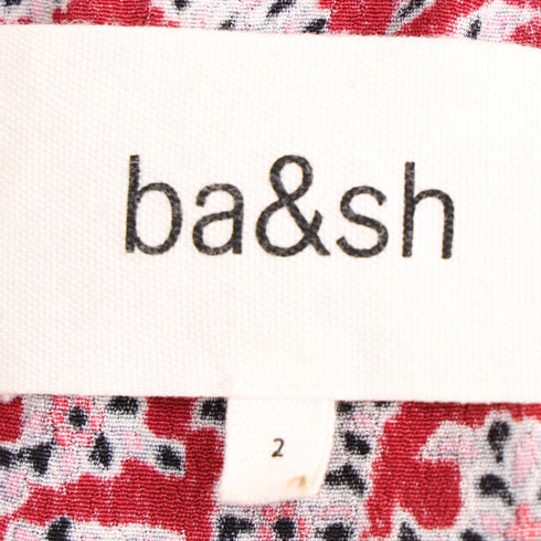 Women's Ba&sh V-Neck Printed Jumpsuit in Red Viscose