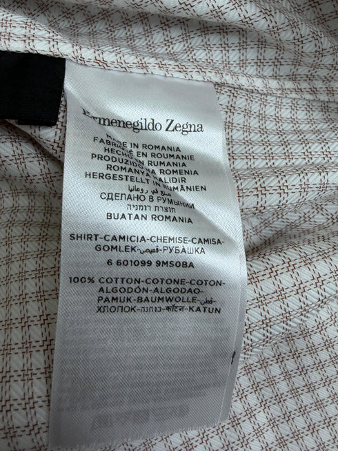 Men's Ermenegildo Zegna Trofeo Gingham Button-Down Shirt in Beige Cotton