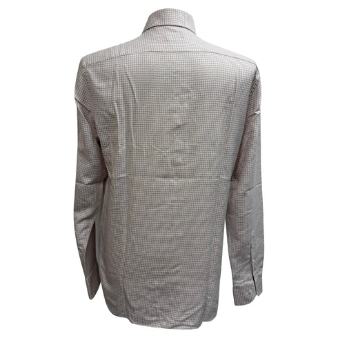 Men's Ermenegildo Zegna Trofeo Gingham Button-Down Shirt in Beige Cotton