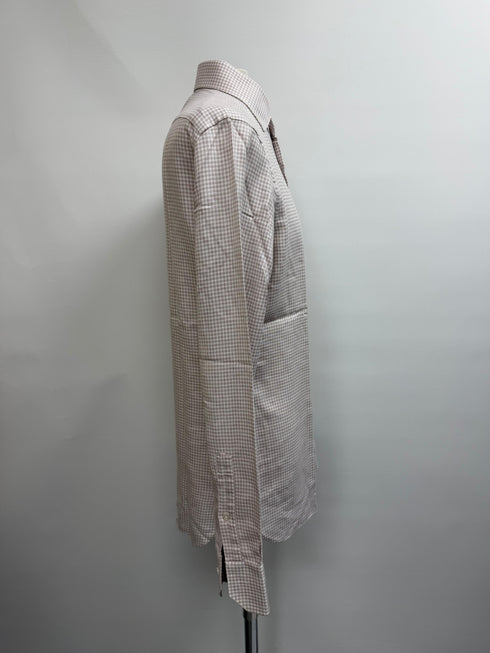 Men's Ermenegildo Zegna Trofeo Gingham Button-Down Shirt in Beige Cotton