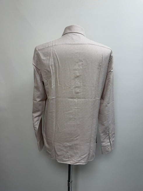 Men's Ermenegildo Zegna Trofeo Gingham Button-Down Shirt in Beige Cotton