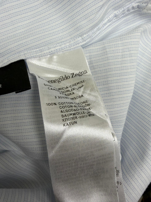 Men's Ermenegildo Zegna Trofeo Striped Button-Down Shirt in Light Blue Cotton