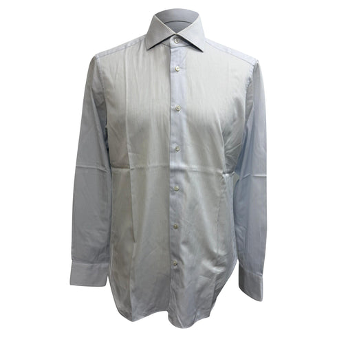 Men's Ermenegildo Zegna Trofeo Striped Button-Down Shirt in Light Blue Cotton