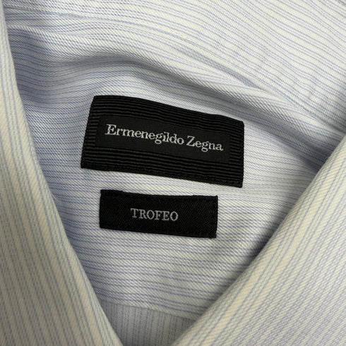 Men's Ermenegildo Zegna Trofeo Striped Button-Down Shirt in Light Blue Cotton