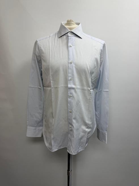 Men's Ermenegildo Zegna Trofeo Striped Button-Down Shirt in Light Blue Cotton